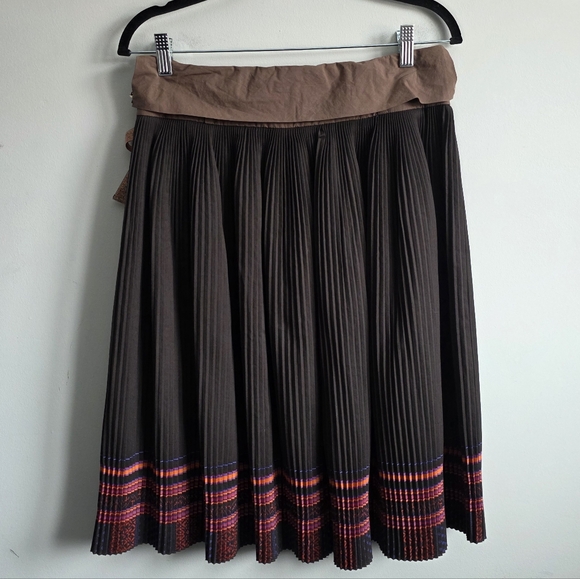 HUGO Hugo Boss Roxana Pleated Midi Skirt Brown Wrap Tie Waist Size US 4 - Picture 6 of 12